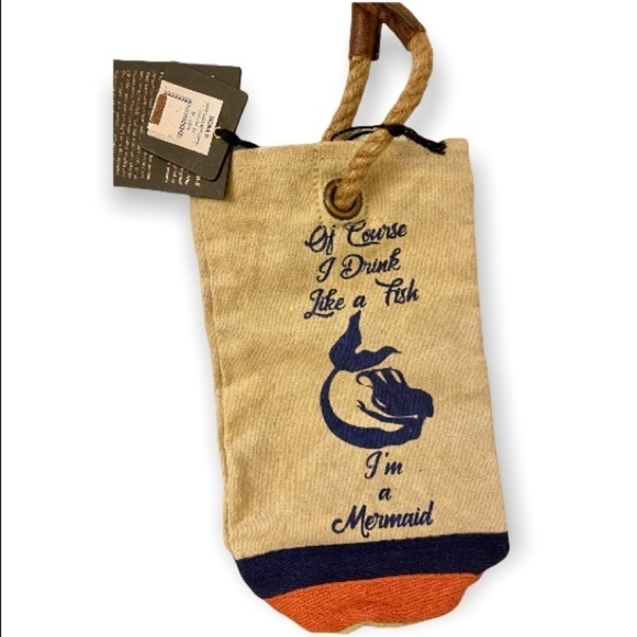 Mermaid NWT Wine Bottle Bag / Holder, Mona B., Drinking Wine, Like A Fish, Gift - Picture 1 of 6